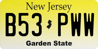 NJ license plate B53PWW