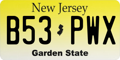 NJ license plate B53PWX