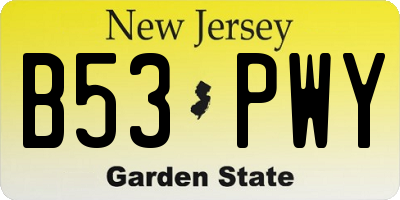 NJ license plate B53PWY