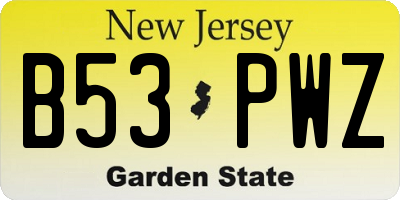 NJ license plate B53PWZ