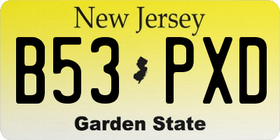 NJ license plate B53PXD