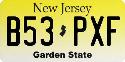 NJ license plate B53PXF