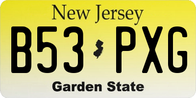 NJ license plate B53PXG