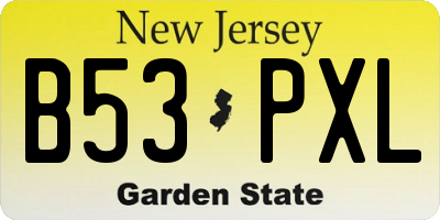 NJ license plate B53PXL