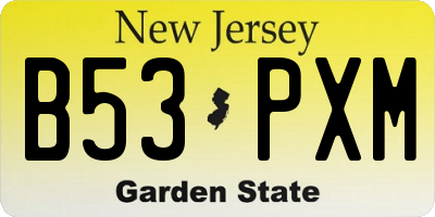 NJ license plate B53PXM