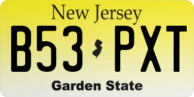 NJ license plate B53PXT