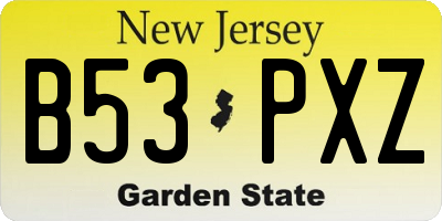 NJ license plate B53PXZ