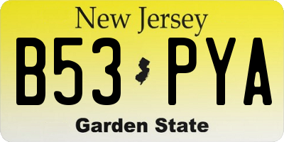 NJ license plate B53PYA