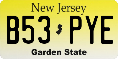 NJ license plate B53PYE