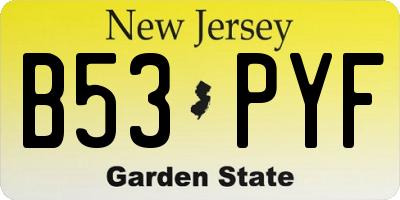 NJ license plate B53PYF