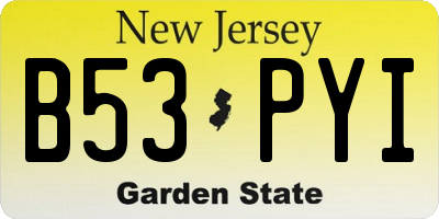 NJ license plate B53PYI