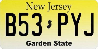NJ license plate B53PYJ