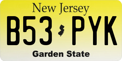 NJ license plate B53PYK