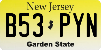NJ license plate B53PYN