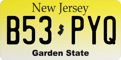 NJ license plate B53PYQ