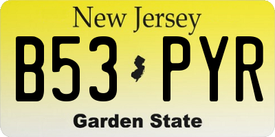 NJ license plate B53PYR