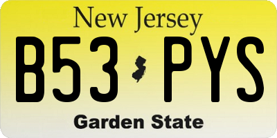 NJ license plate B53PYS