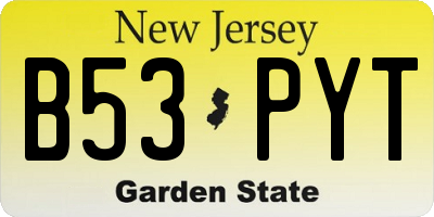 NJ license plate B53PYT