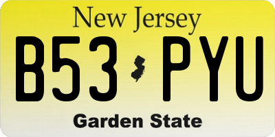 NJ license plate B53PYU