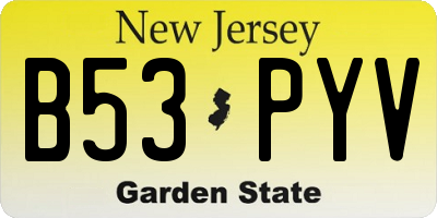 NJ license plate B53PYV