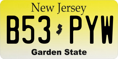 NJ license plate B53PYW