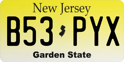 NJ license plate B53PYX