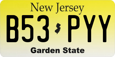 NJ license plate B53PYY