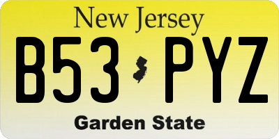 NJ license plate B53PYZ