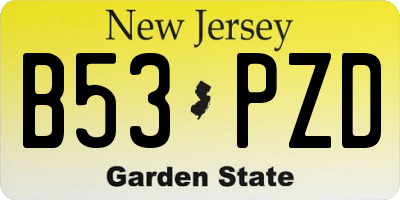 NJ license plate B53PZD