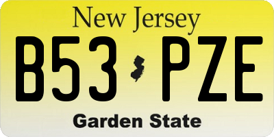 NJ license plate B53PZE
