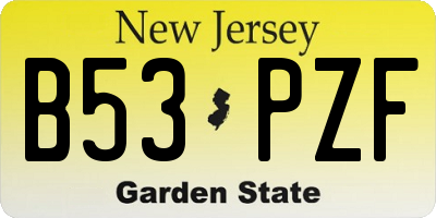 NJ license plate B53PZF