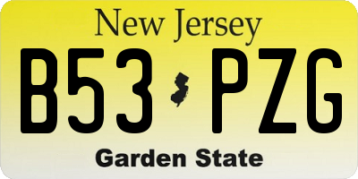 NJ license plate B53PZG
