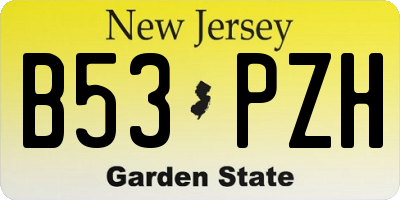 NJ license plate B53PZH