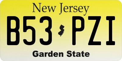 NJ license plate B53PZI