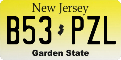 NJ license plate B53PZL