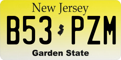 NJ license plate B53PZM