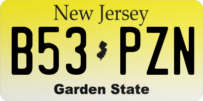 NJ license plate B53PZN