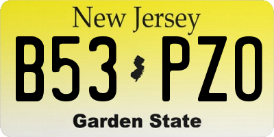 NJ license plate B53PZO