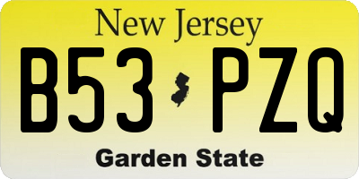 NJ license plate B53PZQ
