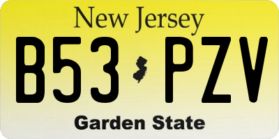 NJ license plate B53PZV