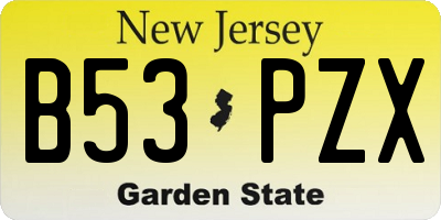 NJ license plate B53PZX