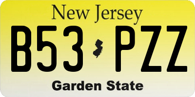 NJ license plate B53PZZ