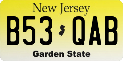 NJ license plate B53QAB