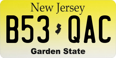 NJ license plate B53QAC