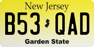 NJ license plate B53QAD