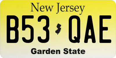 NJ license plate B53QAE