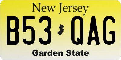NJ license plate B53QAG