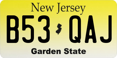 NJ license plate B53QAJ