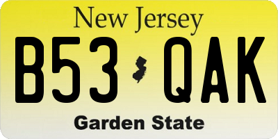 NJ license plate B53QAK