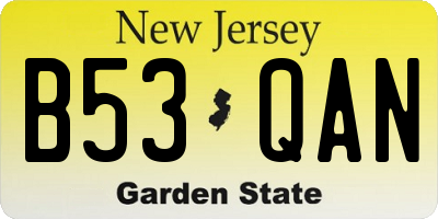 NJ license plate B53QAN